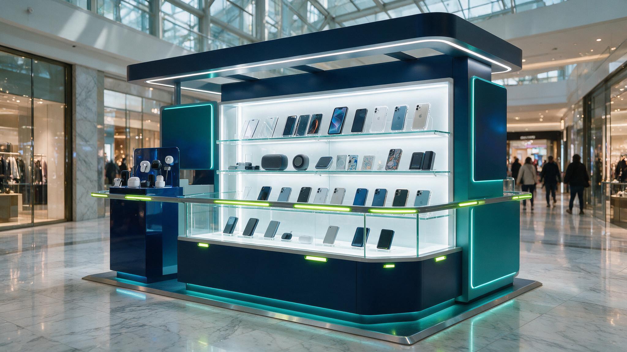 A modern Trevix365 kiosk inside a shopping mall