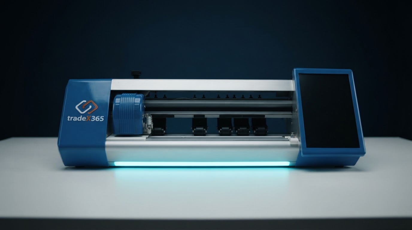 Trevix365 precision film-cutting machine cutting a screen protector to size